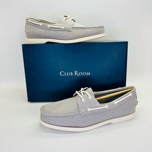 Club Room Mens Elliot Boat Shoes Size 8.5M Gray Canvas Lace Up Casual Footwear